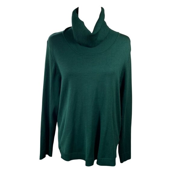 Cable & Gauge Sweater Button Back Turtleneck Forest Green XL Extra Large - Picture 1 of 6